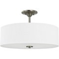 Progress Lighting Inspire Collection Brushed Nickel Three-Light 18" Semi-Flush Mount P350167-009